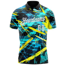 Load image into Gallery viewer, Custom Black White 3D Bowling Abstract Grunge Art Performance Polo Shirt