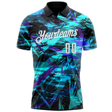 Load image into Gallery viewer, Custom Black White 3D Bowling Abstract Grunge Art Performance Polo Shirt