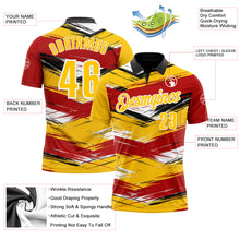 Load image into Gallery viewer, Custom Red Yellow-Black 3D Bowling Abstract Grunge Art Performance Polo Shirt