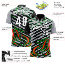 Load image into Gallery viewer, Custom Gray Black Red-Grass Green3D Bowling Line Performance Polo Shirt