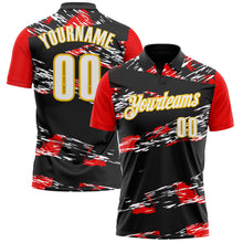Load image into Gallery viewer, Custom Black Yellow-Red 3D Abstract Grunge Art Performance Polo Shirt