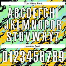 Load image into Gallery viewer, Custom Black Pea Green Ice Blue-Gold 3D Bowling Abstract Grunge Art Performance Polo Shirt