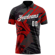 Load image into Gallery viewer, Custom Black White-Red 3D Bowling Abstract Grunge Art Performance Polo Shirt