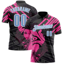 Load image into Gallery viewer, Custom Black Light Blue-Pink 3D Bowling Abstract Grunge Art Performance Polo Shirt