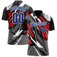 Load image into Gallery viewer, Custom Black Royal Gray-Red 3D Bowling Abstract Grunge Art Performance Polo Shirt