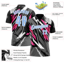 Load image into Gallery viewer, Custom Black Light Blue Gray-Pink 3D Bowling Abstract Grunge Art Performance Polo Shirt