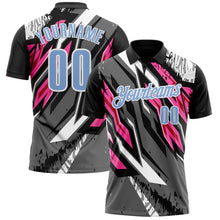 Load image into Gallery viewer, Custom Black Light Blue Gray-Pink 3D Bowling Abstract Grunge Art Performance Polo Shirt
