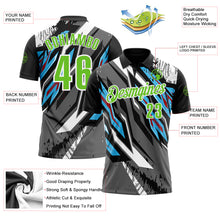 Load image into Gallery viewer, Custom Black Aurora Green Gray Sky Blue-Red 3D Bowling Abstract Grunge Art Performance Polo Shirt