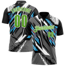 Load image into Gallery viewer, Custom Black Aurora Green Gray Sky Blue-Red 3D Bowling Abstract Grunge Art Performance Polo Shirt