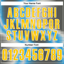 Load image into Gallery viewer, Custom Sky Blue Yellow-Steel Gray 3D Bowling Line Performance Polo Shirt