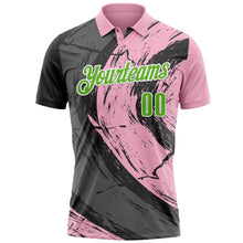 Load image into Gallery viewer, Custom Light Pink Aurora Green-Steel Gray 3D Bowling Splash Ink Performance Polo Shirt