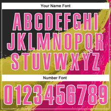 Load image into Gallery viewer, Custom Black Pink-Old Gold 3D Bowling Splash Ink Performance Polo Shirt