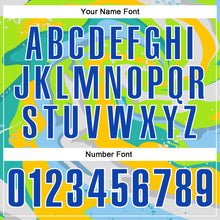 Load image into Gallery viewer, Custom Neon Green Thunder Blue Yellow-Aqua 3D Bowling Splash Ink Performance Polo Shirt