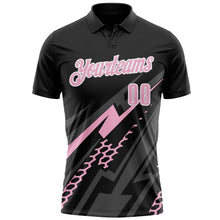 Load image into Gallery viewer, Custom Black Light Pink-White 3D Bowling Geometric Shape Performance Polo Shirt