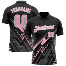Load image into Gallery viewer, Custom Black Light Pink-White 3D Bowling Geometric Shape Performance Polo Shirt
