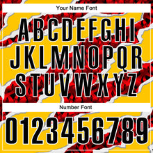 Load image into Gallery viewer, Custom Yellow Black-Red 3D Bowling Torn Paper Style Performance Polo Shirt