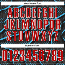 Load image into Gallery viewer, Custom Black Red-Sky Blue 3D Bowling Dot Performance Polo Shirt