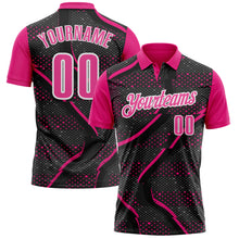 Load image into Gallery viewer, Custom Black Pink-Hot Pink 3D Bowling Dot Performance Polo Shirt