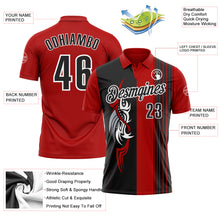Load image into Gallery viewer, Custom Red Black-White 3D Bowling Tattoos Performance Polo Shirt