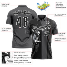 Load image into Gallery viewer, Custom Steel Gray Black-White 3D Bowling Tattoos Performance Polo Shirt