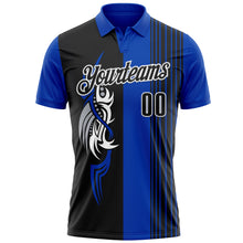 Load image into Gallery viewer, Custom Thunder Blue Black-White 3D Bowling Tattoos Performance Polo Shirt