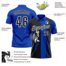 Load image into Gallery viewer, Custom Thunder Blue Black-White 3D Bowling Tattoos Performance Polo Shirt