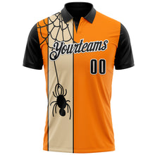 Load image into Gallery viewer, Custom Bay Orange Black-City Cream 3D Bowling Spider Performance Polo Shirt