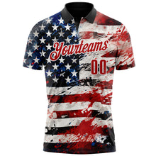 Load image into Gallery viewer, Custom Black Red-White 3D American Flag Performance Polo Shirt