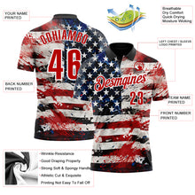 Load image into Gallery viewer, Custom Black Red-White 3D American Flag Performance Polo Shirt