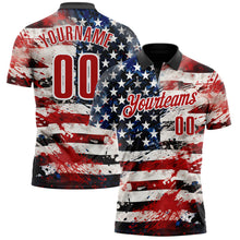 Load image into Gallery viewer, Custom Black Red-White 3D American Flag Performance Polo Shirt