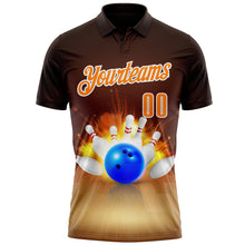 Load image into Gallery viewer, Custom Brown Bay Orange-White 3D Bowling Performance Polo Shirt