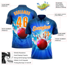 Load image into Gallery viewer, Custom Navy Bay Orange-White 3D Bowling Performance Polo Shirt