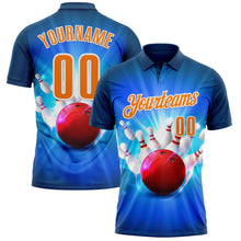 Load image into Gallery viewer, Custom Navy Bay Orange-White 3D Bowling Performance Polo Shirt