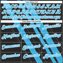 Load image into Gallery viewer, Custom Black Sky Blue-White 3D Bowling Line Shape Performance Polo Shirt