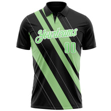 Load image into Gallery viewer, Custom Black Pea Green-White 3D Bowling Line Shape Performance Polo Shirt