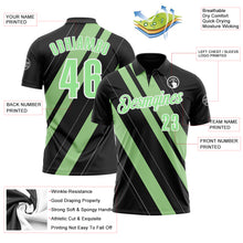 Load image into Gallery viewer, Custom Black Pea Green-White 3D Bowling Line Shape Performance Polo Shirt