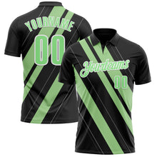 Load image into Gallery viewer, Custom Black Pea Green-White 3D Bowling Line Shape Performance Polo Shirt