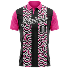 Load image into Gallery viewer, Custom Black Pink-White 3D Bowling Geometric Shape Performance Polo Shirt