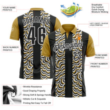 Load image into Gallery viewer, Custom Black Old Gold-White 3D Bowling Geometric Shape Performance Polo Shirt
