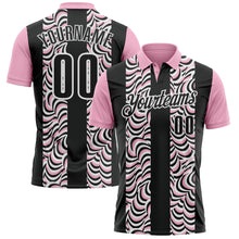 Load image into Gallery viewer, Custom Black Light Pink-White 3D Bowling Geometric Shape Performance Polo Shirt