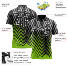 Load image into Gallery viewer, Custom Black Neon Green-Gray 3D Bowling Geometric Shape Performance Polo Shirt