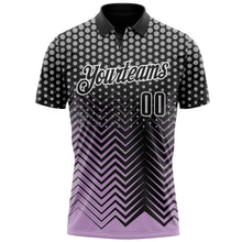Load image into Gallery viewer, Custom Black Light Purple-Gray 3D Bowling Geometric Shape Performance Polo Shirt