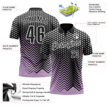 Load image into Gallery viewer, Custom Black Light Purple-Gray 3D Bowling Geometric Shape Performance Polo Shirt