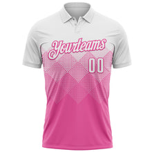 Load image into Gallery viewer, Custom White Pink 3D Pattern Design Gradient Square Shape Performance Polo Shirt