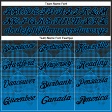 Load image into Gallery viewer, Custom Black Blue 3D Pattern Design Gradient Square Shape Performance Polo Shirt