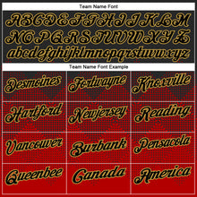 Load image into Gallery viewer, Custom Black Red-Old Gold 3D Pattern Design Gradient Square Shape Performance Polo Shirt