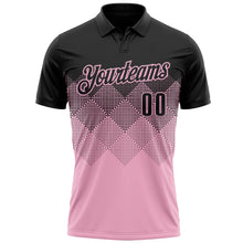 Load image into Gallery viewer, Custom Black Light Pink 3D Pattern Design Gradient Square Shape Performance Polo Shirt