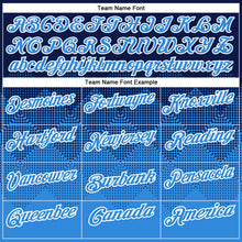 Load image into Gallery viewer, Custom Navy Powder Blue-White 3D Pattern Design Gradient Square Shape Performance Polo Shirt