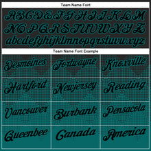 Load image into Gallery viewer, Custom Black Teal 3D Pattern Design Gradient Square Shape Performance Polo Shirt