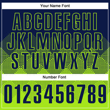 Load image into Gallery viewer, Custom Navy Neon Green 3D Pattern Design Gradient Square Shape Performance Polo Shirt